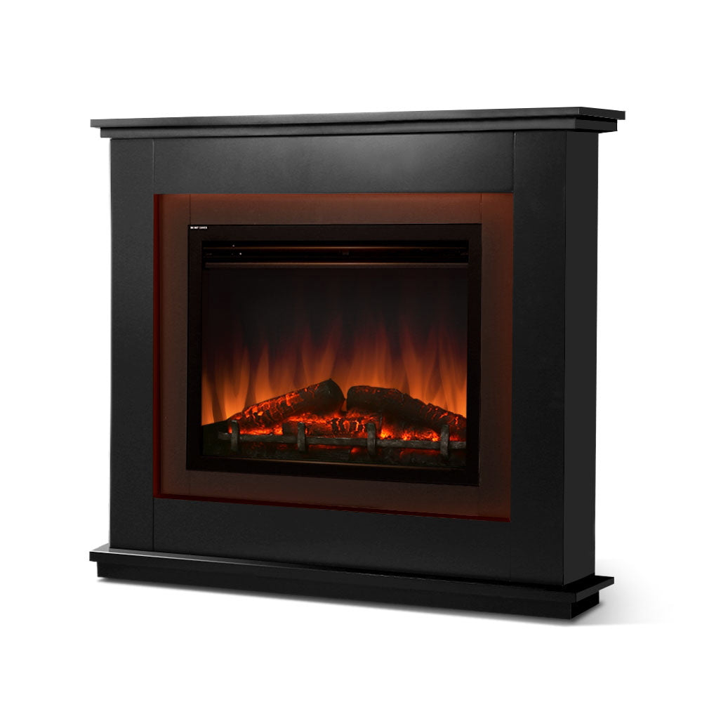 Devanti 2000W Electric Fireplace 3D Flame Effect - Black