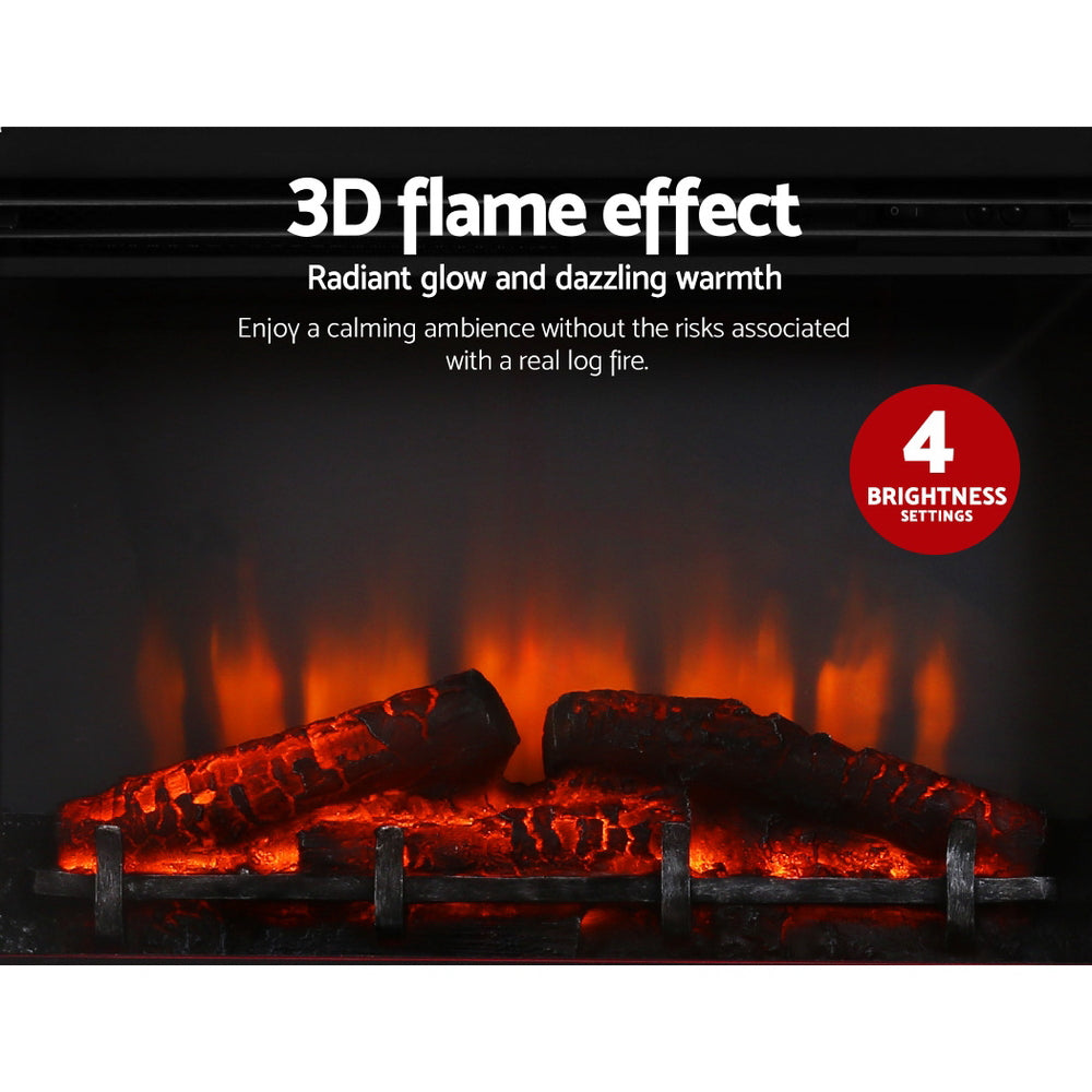 Devanti 2000W Electric Fireplace 3D Flame Effect - Black