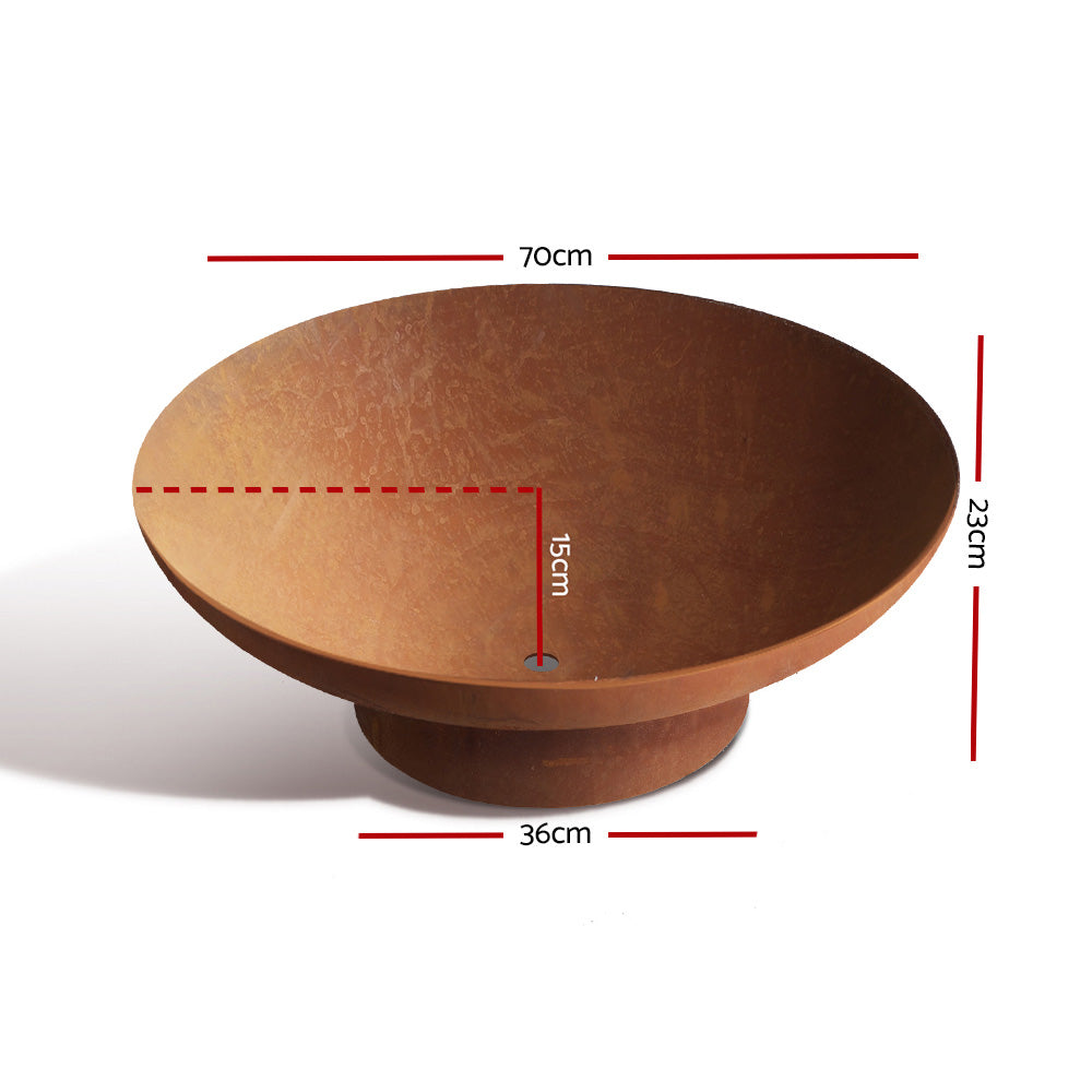 Grillz Fire Pit Rustic Outdoor Steel Bowl 70CM