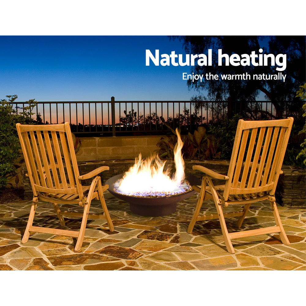Grillz Fire Pit Rustic Outdoor Steel Bowl 70CM