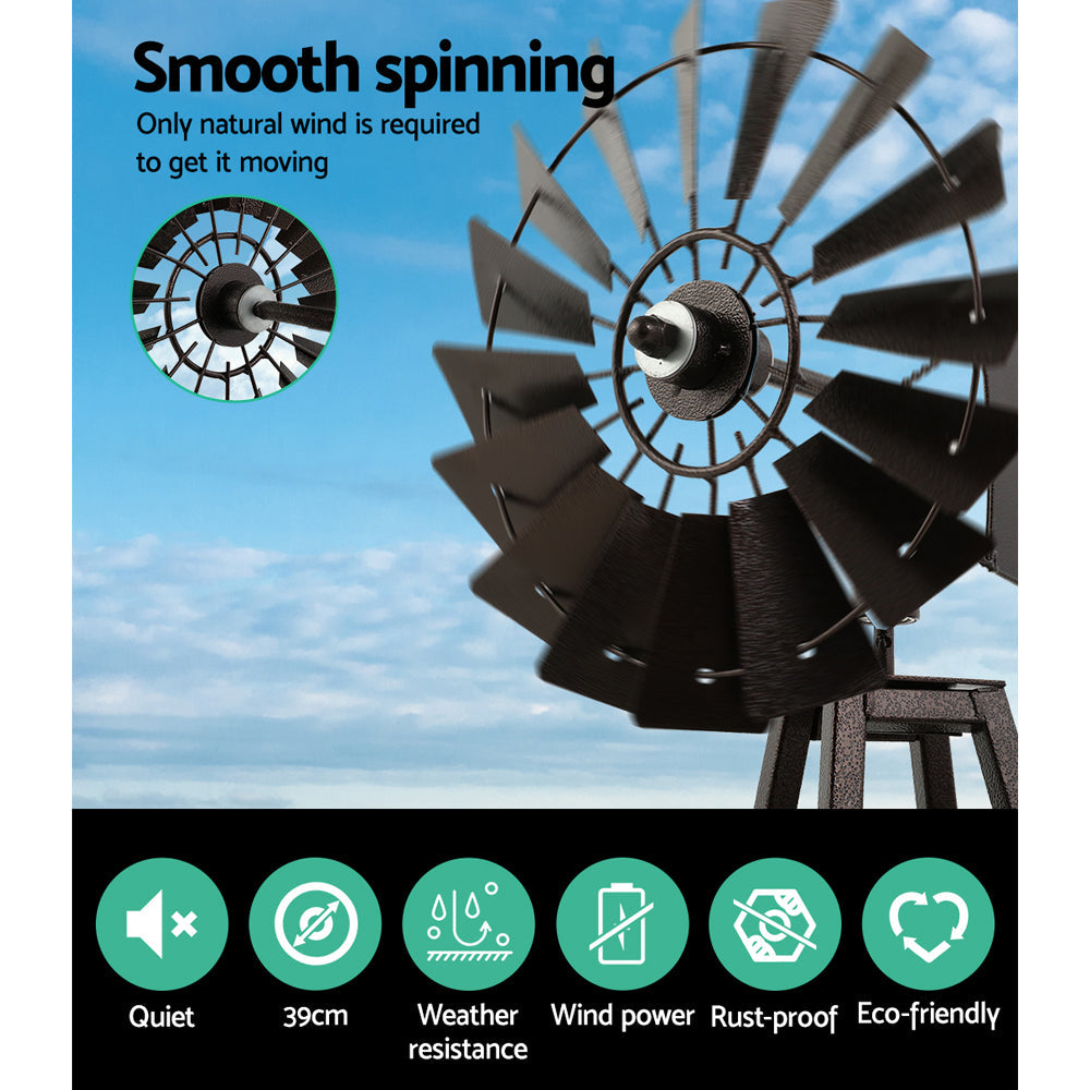 Garden Windmill 160cm Metal Ornaments Outdoor Decor