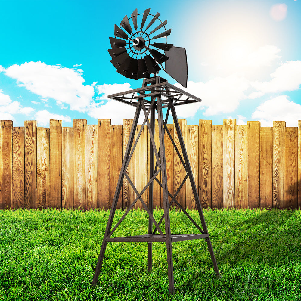 Garden Windmill 160cm Metal Ornaments Outdoor Decor