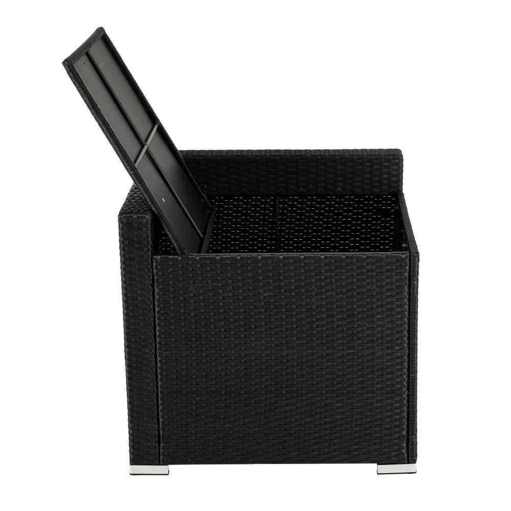 7PC Outdoor Wicker Lounge Set with Storage Corner Black