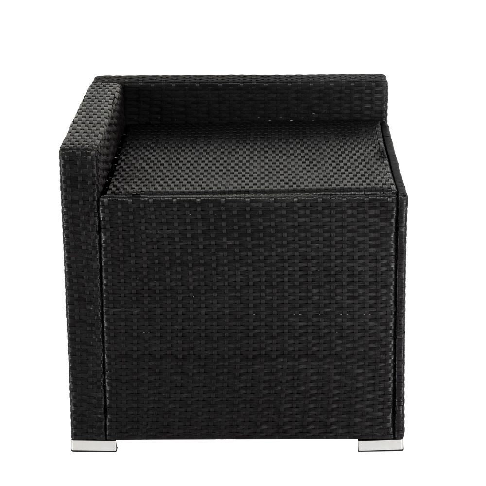 7PC Outdoor Wicker Lounge Set with Storage Corner Black