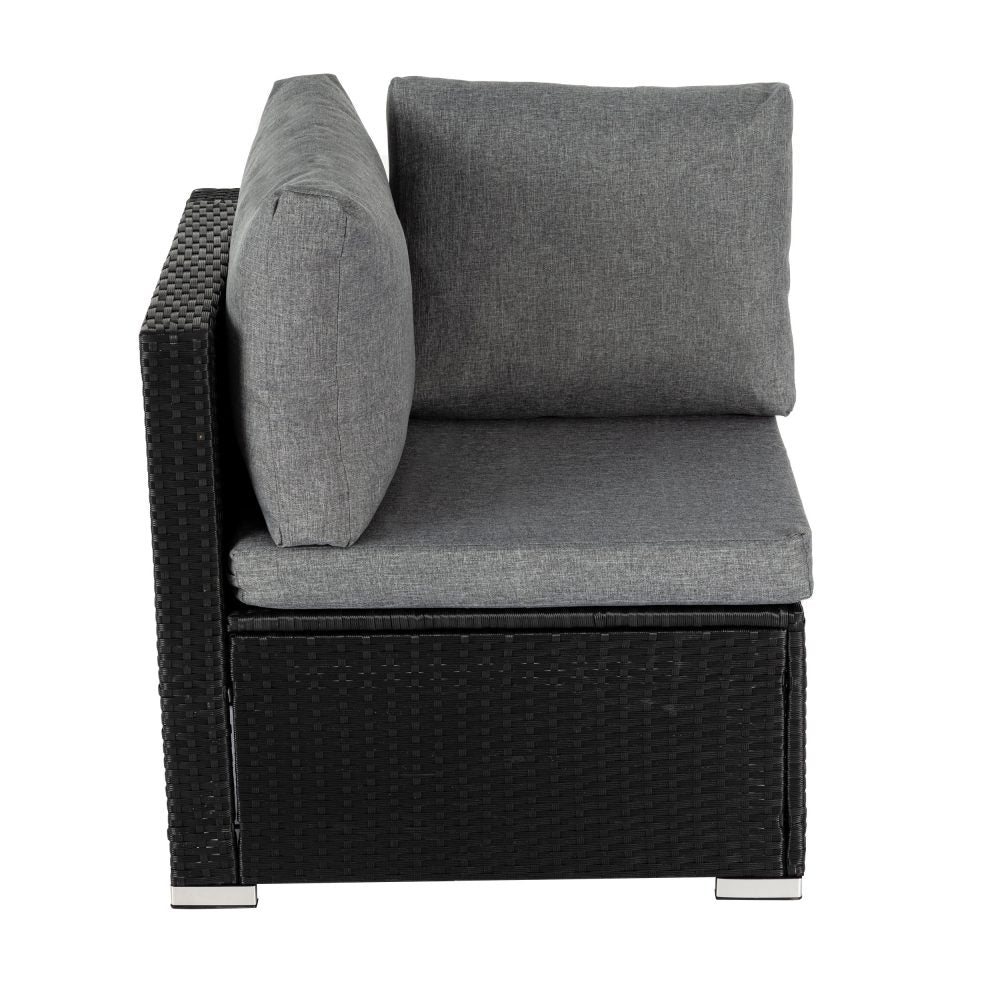 7PC Outdoor Wicker Lounge Set with Storage Corner Black