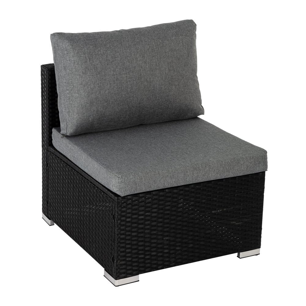 7PC Outdoor Wicker Lounge Set with Storage Corner Black