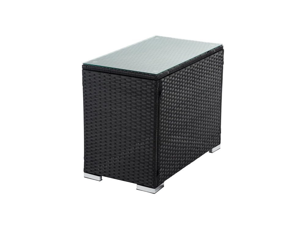 7PC Outdoor Wicker Lounge Set with Storage Corner Black