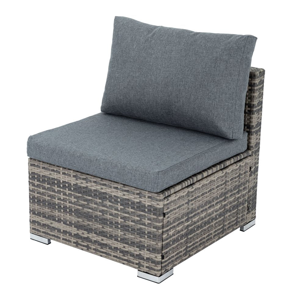 7PC Outdoor Wicker Lounge Set with Storage Corner  Grey