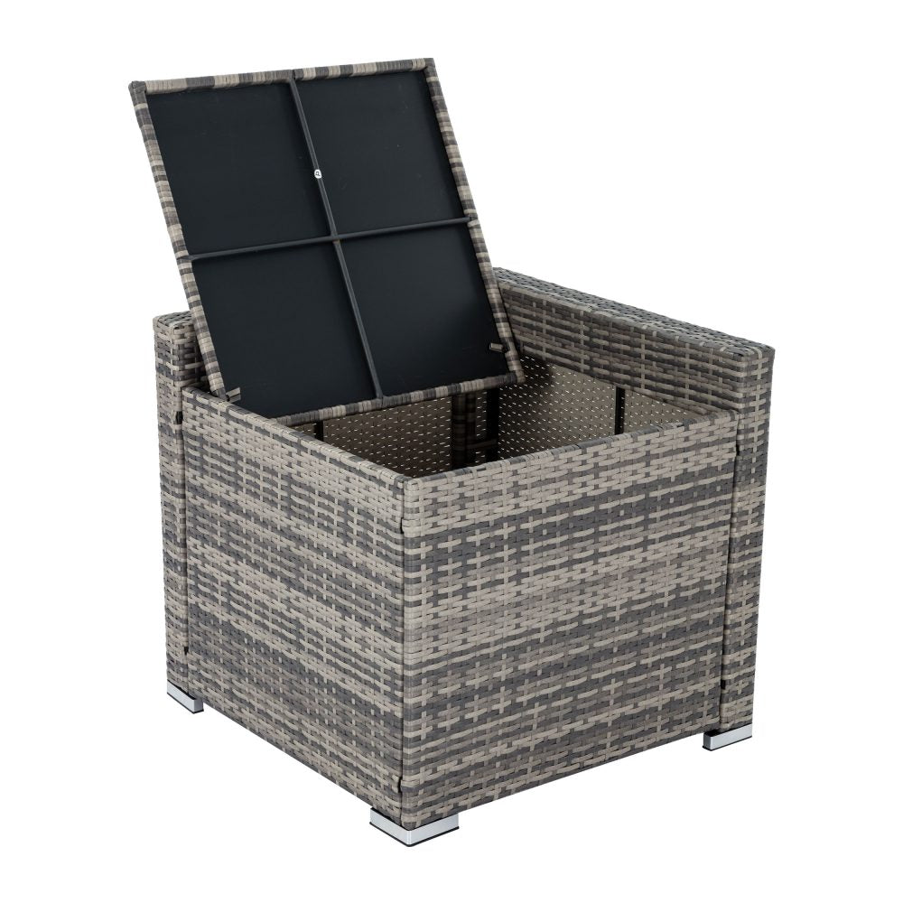 7PC Outdoor Wicker Lounge Set with Storage Corner  Grey