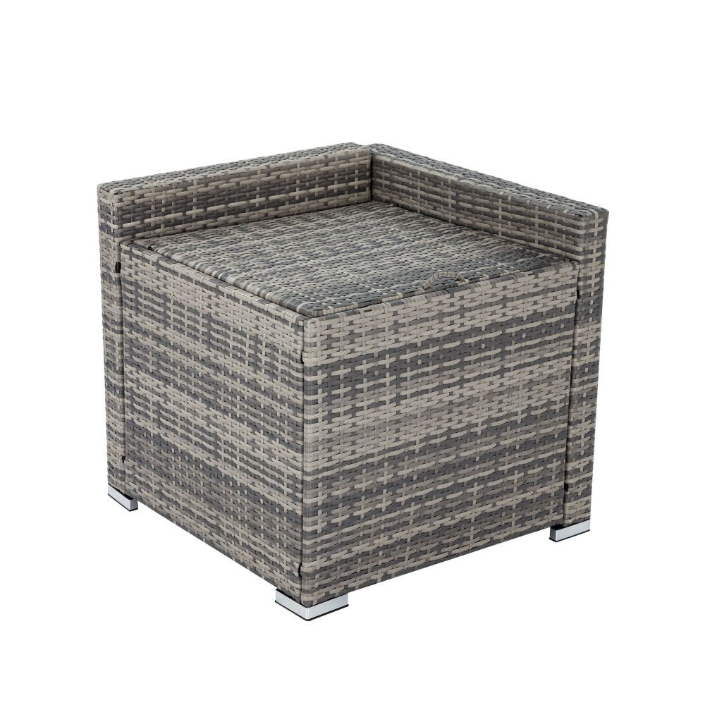7PC Outdoor Wicker Lounge Set with Storage Corner  Grey