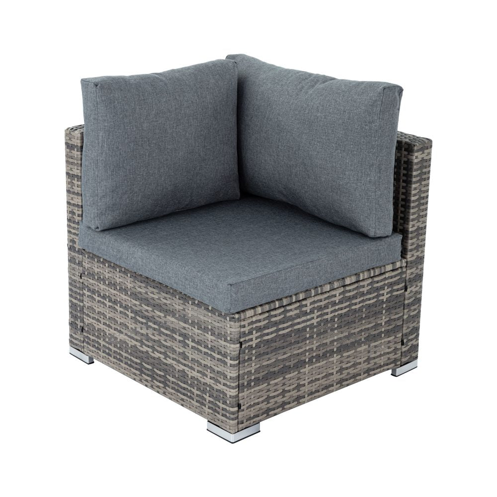7PC Outdoor Wicker Lounge Set with Storage Corner  Grey