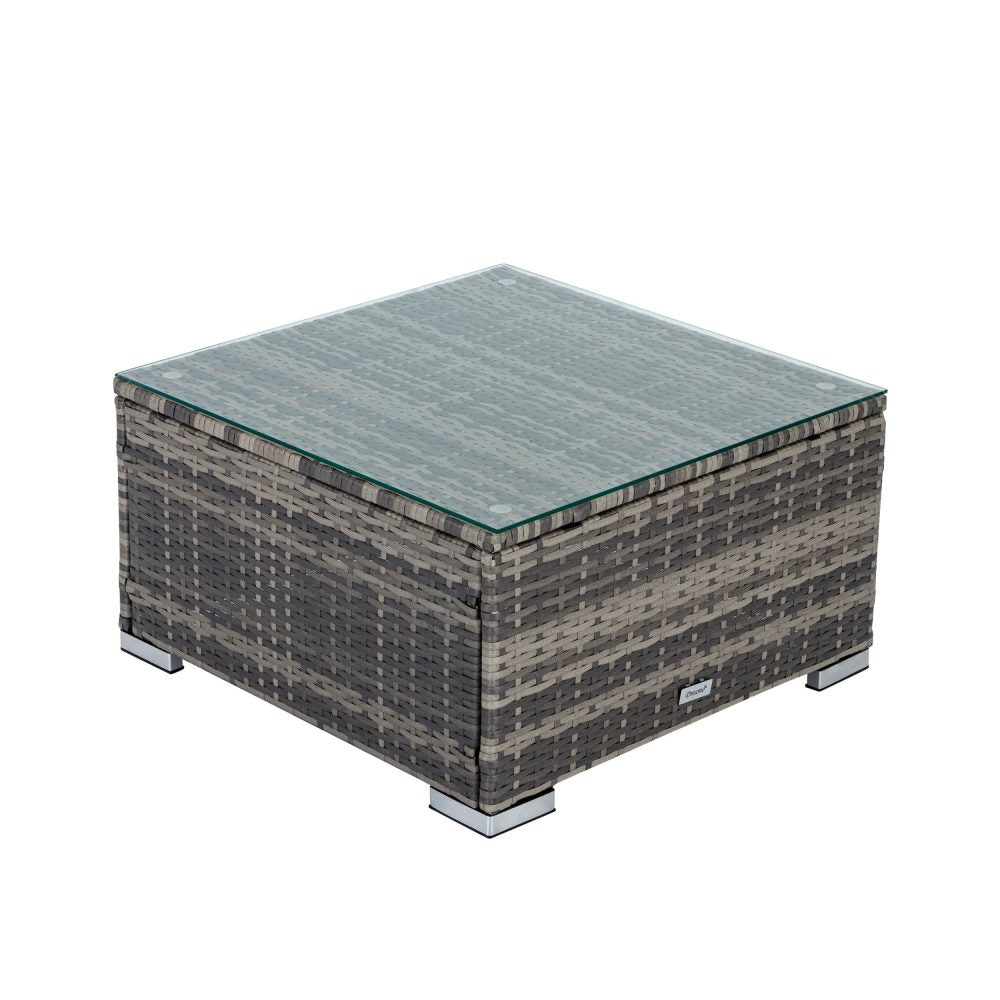 7PC Outdoor Wicker Lounge Set with Storage Corner  Grey