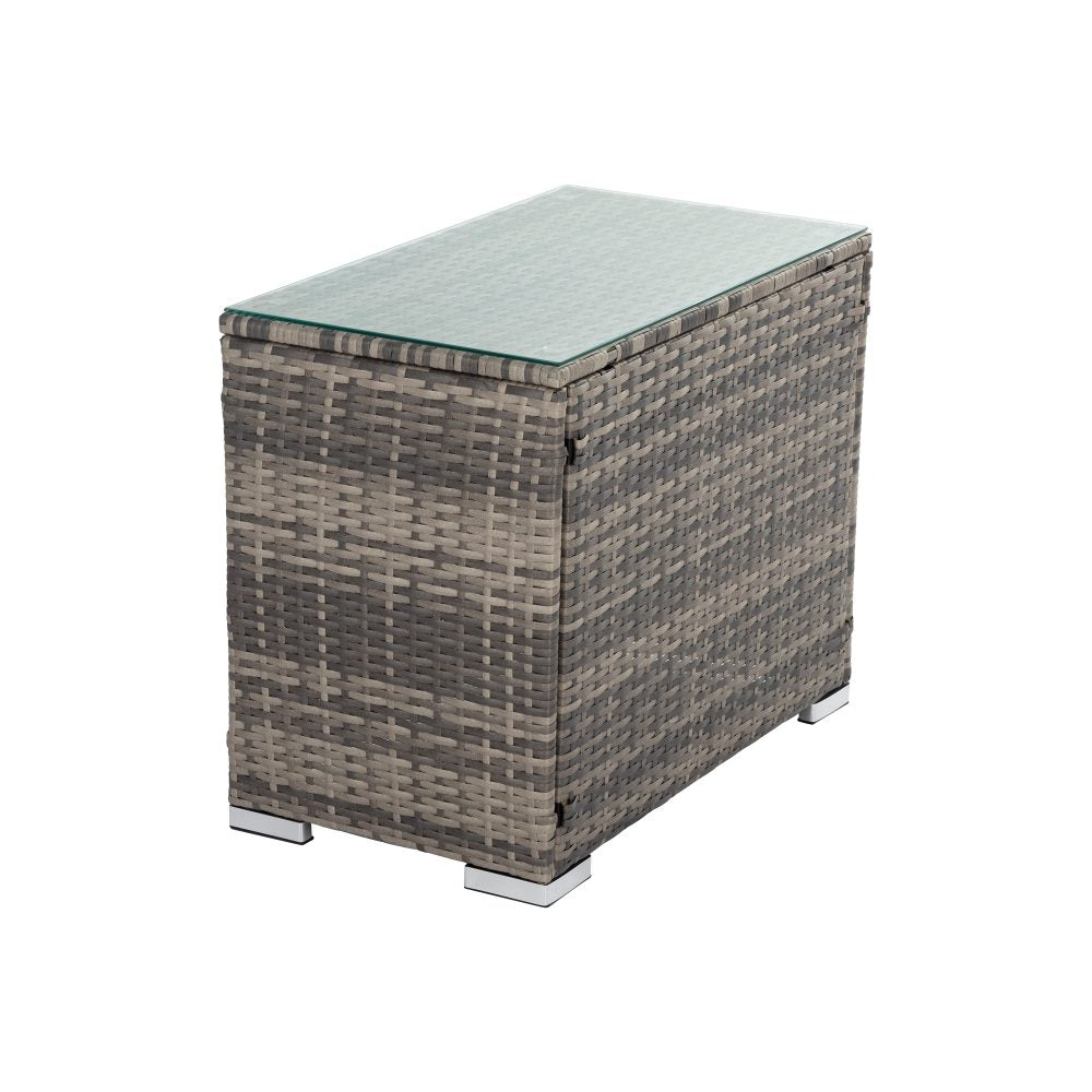 7PC Outdoor Wicker Lounge Set with Storage Corner  Grey